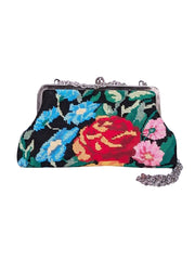 Sarah's Bag - Black & Multicolor Floral Clutch Bag - Current Boutique