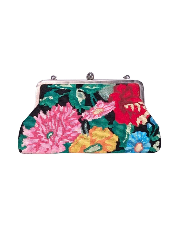 Sarah's Bag - Black & Multicolor Floral Clutch Bag - Current Boutique