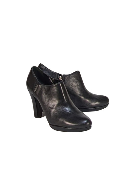Prada - Black Leather Zipper Ankle Pumps Sz 8.5 - Current Boutique