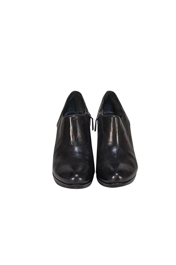 Prada - Black Leather Zipper Ankle Pumps Sz 8.5 - Current Boutique