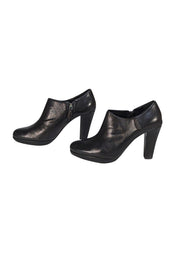 Prada - Black Leather Zipper Ankle Pumps Sz 8.5 - Current Boutique