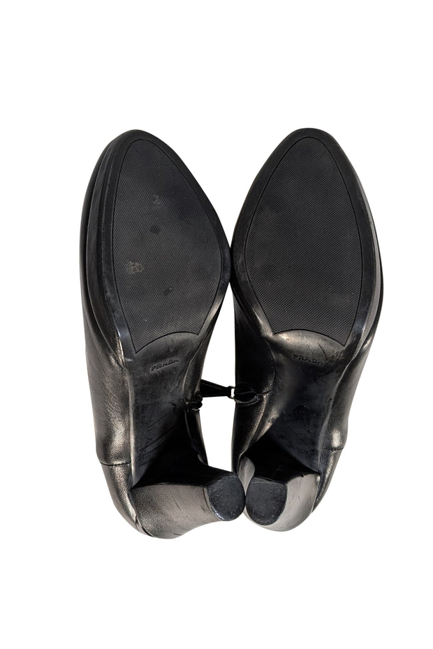 Prada - Black Leather Zipper Ankle Pumps Sz 8.5 - Current Boutique