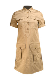 Veronica Beard - Beige Cargo Short Sleeve Dress Sz 0 - Current Boutique