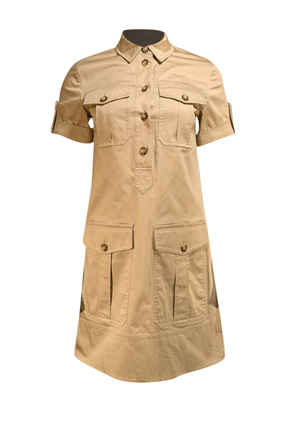 Veronica Beard - Beige Cargo Short Sleeve Dress Sz 0 - Current Boutique