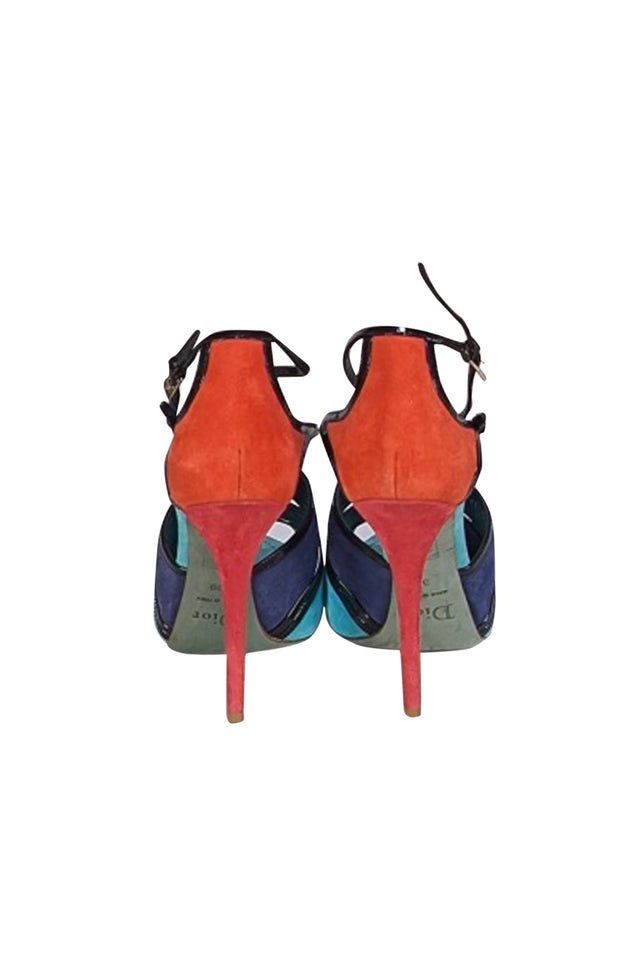Christian Dior - Teal, Blue, Red, & Black Portofino Color Block Sandal Heel Sz 9 - Current Boutique