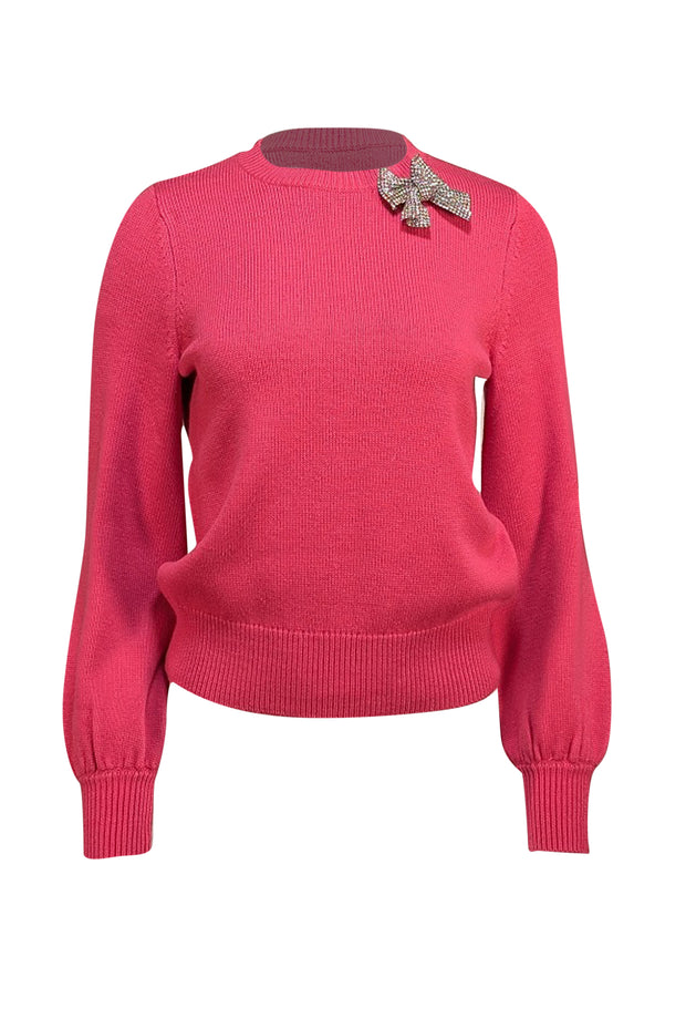 Kate Spade - Pink Embellished Bow Detail Sweater Sz S - Current Boutique