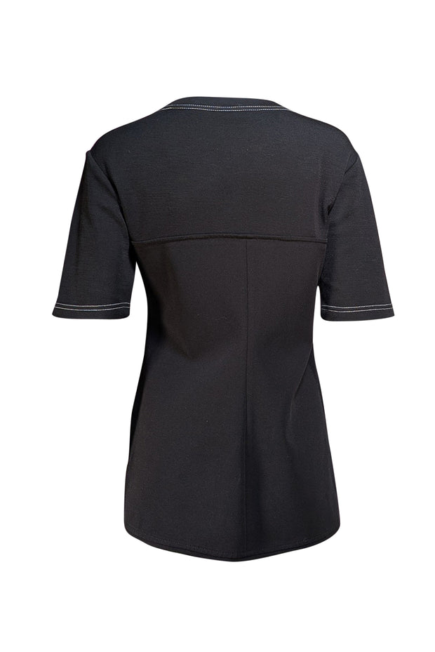 Proenza Schouler - Black Short Sleeve Side Slit Top Sz 12
