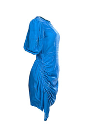 Rhode - Blue Velvet Asymmetric "Pia" Mini Dress Sz M - Current Boutique