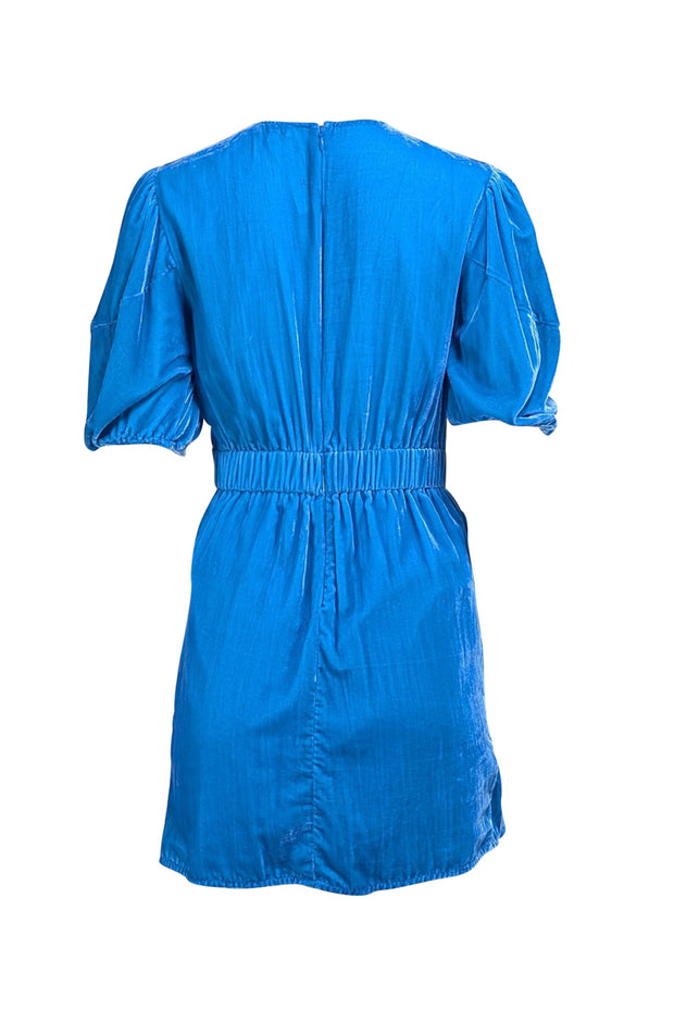 Rhode - Blue Velvet Asymmetric "Pia" Mini Dress Sz M - Current Boutique