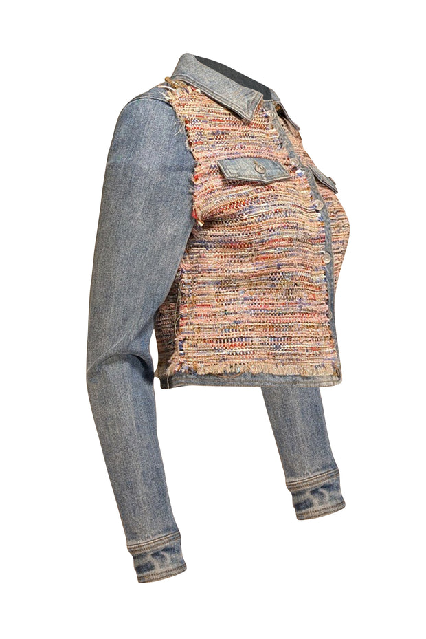 Ramy Brook - Blue & Multicolor Tweed Denim Jacket Sz XS - Current Boutique