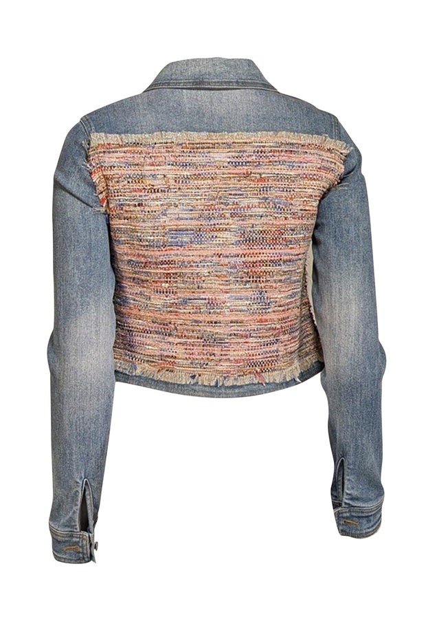 Ramy Brook - Blue & Multicolor Tweed Denim Jacket Sz XS - Current Boutique