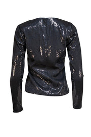 L'Agence - Black Sequin Long Sleeve Top Sz M - Current Boutique