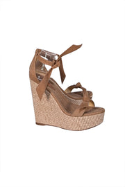 Alexandre Birman - Tan Boucle Open Toe Wedge Heels Sz 10