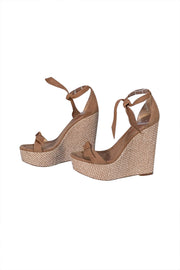 Alexandre Birman - Tan Boucle Open Toe Wedge Heels Sz 10