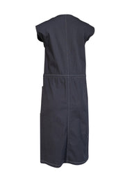 See by Chloe - Dark Wash Denim Button Front Cap Sleeve Dress Sz 6 - Current Boutique