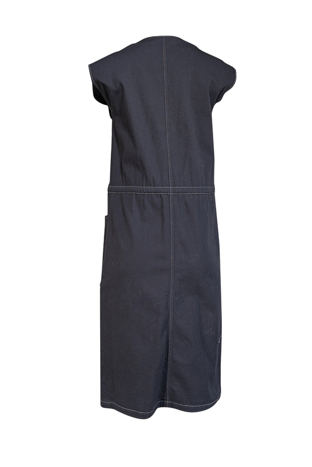 See by Chloe - Dark Wash Denim Button Front Cap Sleeve Dress Sz 6 - Current Boutique