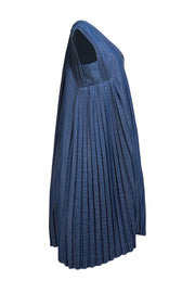 Veronique Branquinho - Denim Textured & Pleated Mini Dress Sz L - Current Boutique