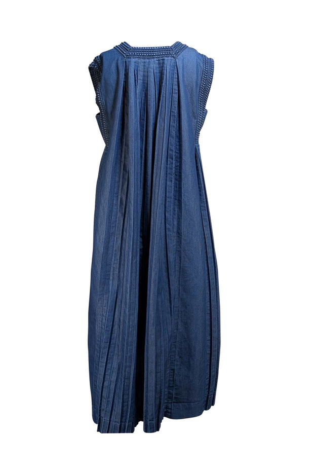 Veronique Branquinho - Denim Textured & Pleated Mini Dress Sz L - Current Boutique