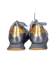 Philippe Model - Grey & Gold Metallic & Velvet Sneakers Sz 8