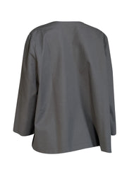 Lafayette 148 - Grey Open Front Lightweight Cotton Jacket Sz 14 - Current Boutique
