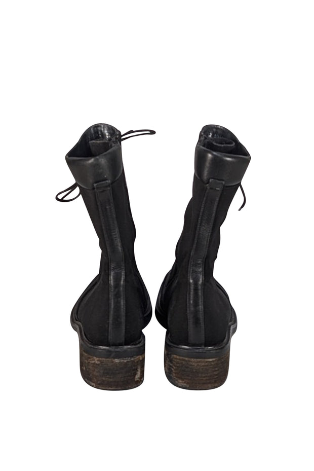 Stuart Weitzman - Black Canvas Lace Up Combat Boot Sz 8.5 - Current Boutique