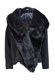 Hobbs - Black Faux Fur Shawl Collar Detail Coat Sz S/M - Current Boutique
