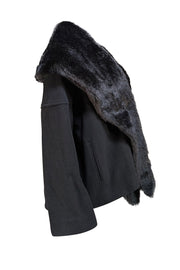 Hobbs - Black Faux Fur Shawl Collar Detail Coat Sz S/M - Current Boutique