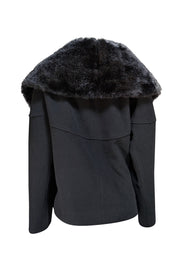Hobbs - Black Faux Fur Shawl Collar Detail Coat Sz S/M - Current Boutique