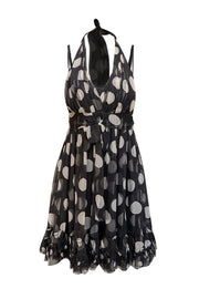 Dolce & Gabbana - Black & White Polka Dot Halter Silk Dress Sz 2 - Current Boutique