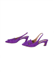 Brian Atwood - Purple Suede Fringe Toe Sling Back Pumps Sz 9