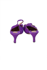 Brian Atwood - Purple Suede Fringe Toe Sling Back Pumps Sz 9