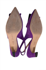 Brian Atwood - Purple Suede Fringe Toe Sling Back Pumps Sz 9