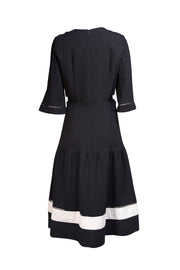 Zeus + Dione - Black Textured Waist Cut Out "Parthenon" Dress Sz 12 - Current Boutique