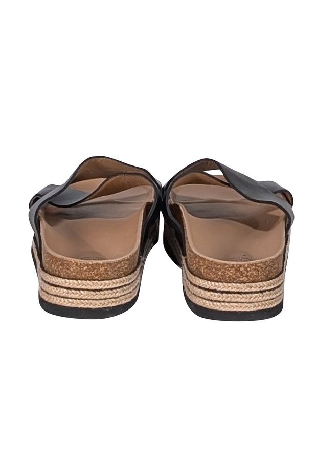 Aquatalia - Black & Beige Espadrille Slide Sandals Sz 9