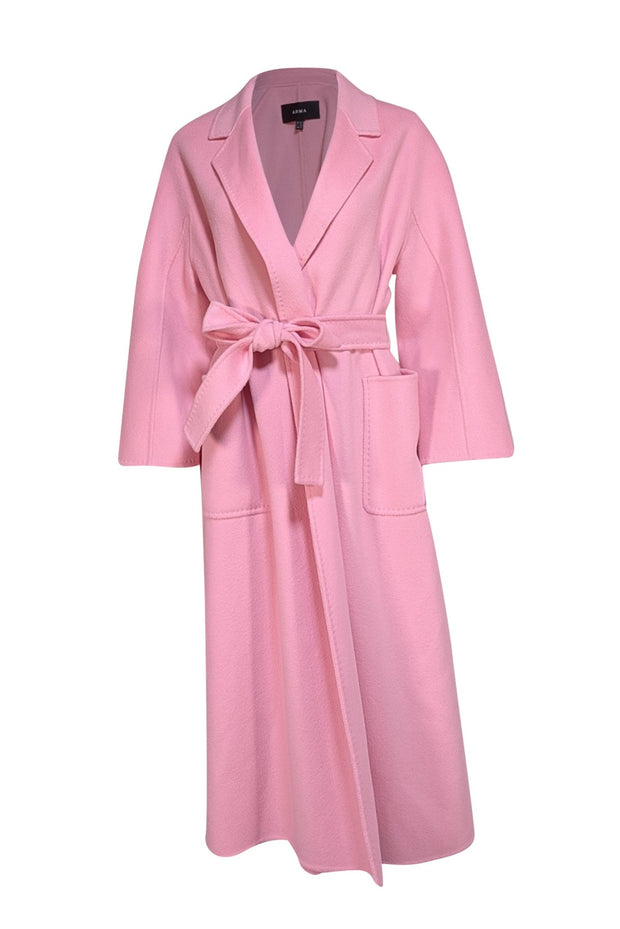 Arma - Bubblegum Pink "Seguret" Belted Midi Wool Coat Sz 6 - Current Boutique