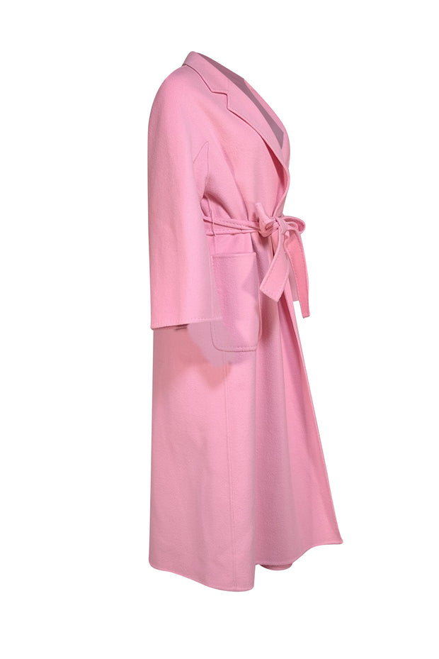Arma - Bubblegum Pink "Seguret" Belted Midi Wool Coat Sz 6 - Current Boutique
