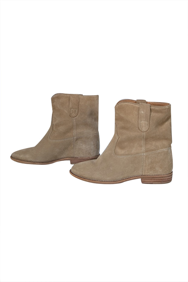 Isabel Marant - Beige Suede Short Ankle Booties Sz 6 - Current Boutique