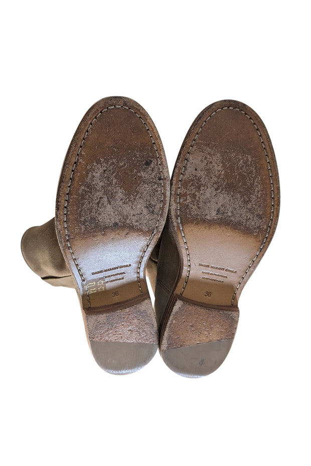Isabel Marant - Beige Suede Short Ankle Booties Sz 6 - Current Boutique