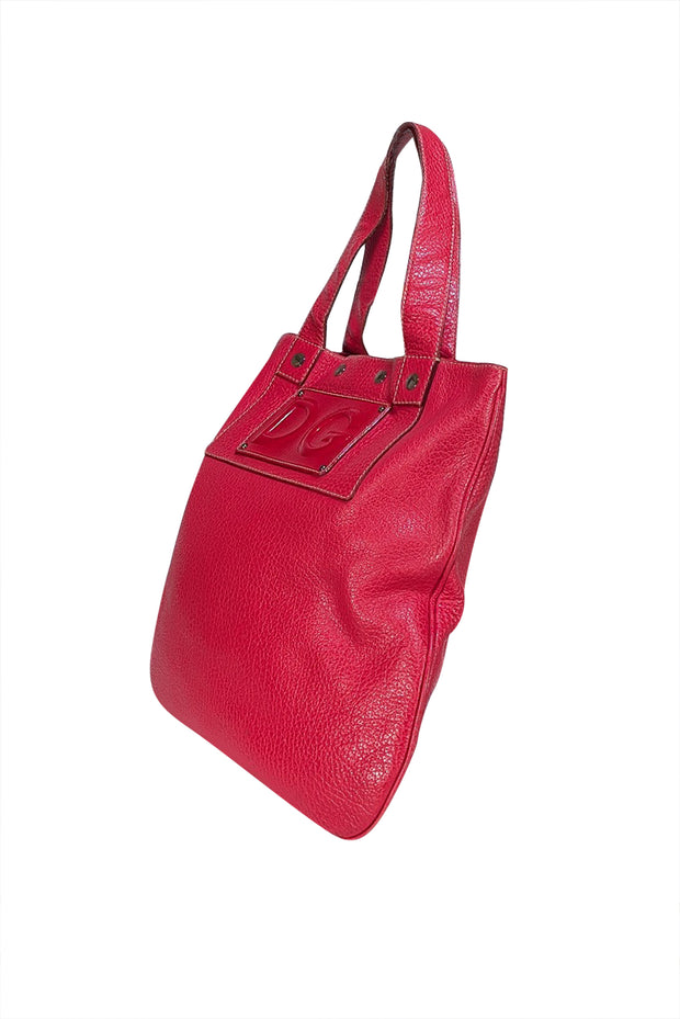 Dolce & Gabbana - Red Pebbled Leather Large Shoulder Tote - Current Boutique