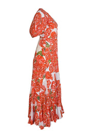 Rhode - White & Red Rose Print Midi "Fiona" Dress Sz XS