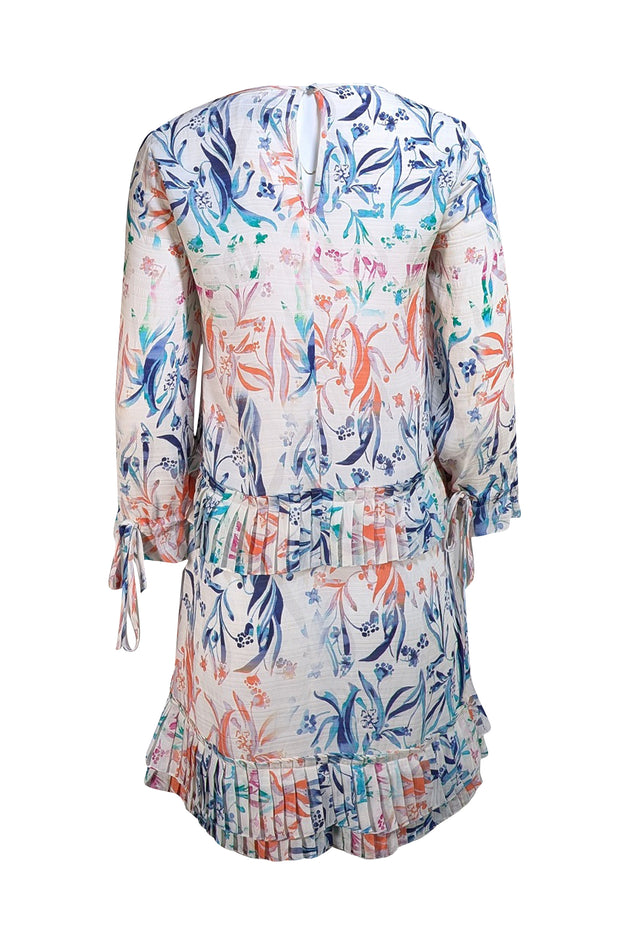 Tanya Taylor - Ivory & Multi Color Floral Ruffle Trim Dress Sz 0