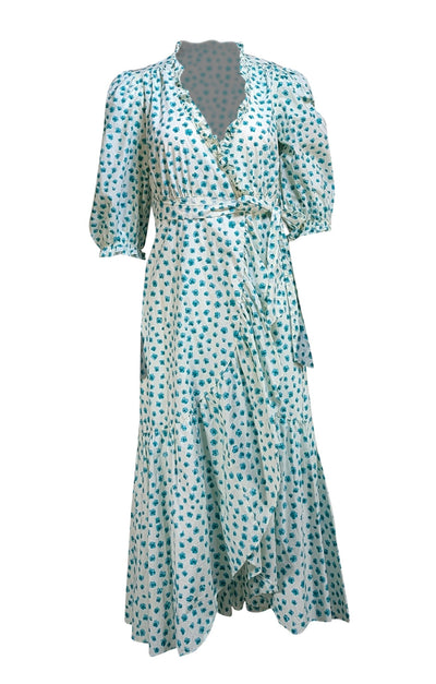 Rebecca Taylor - Mint & Green Floral Wrap Dress Sz 0