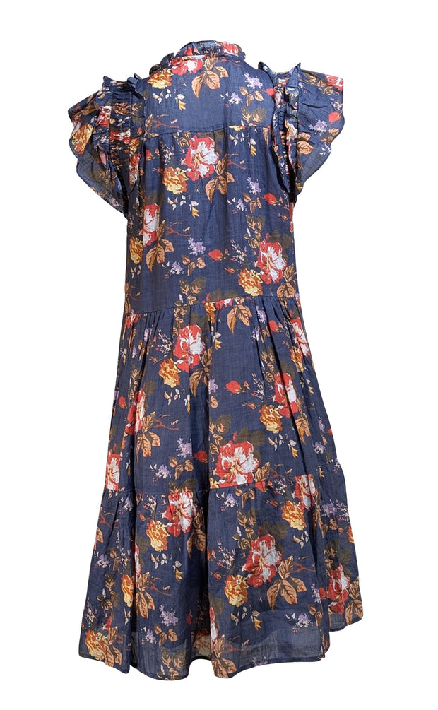 Sea NY - Navy w/ Multicolor Floral Print Shift Dress Sz S - Current Boutique