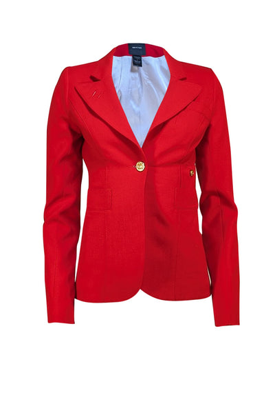 Smythe - Red Notch Collar Lapel Blazer Sz 2 - Current Boutique