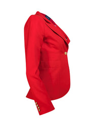 Smythe - Red Notch Collar Lapel Blazer Sz 2 - Current Boutique