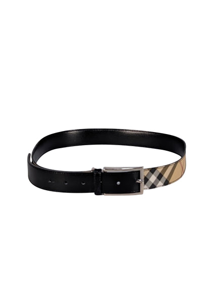 Burberry - Beige Signature Tartan Plaid Belt Sz L - Current Boutique