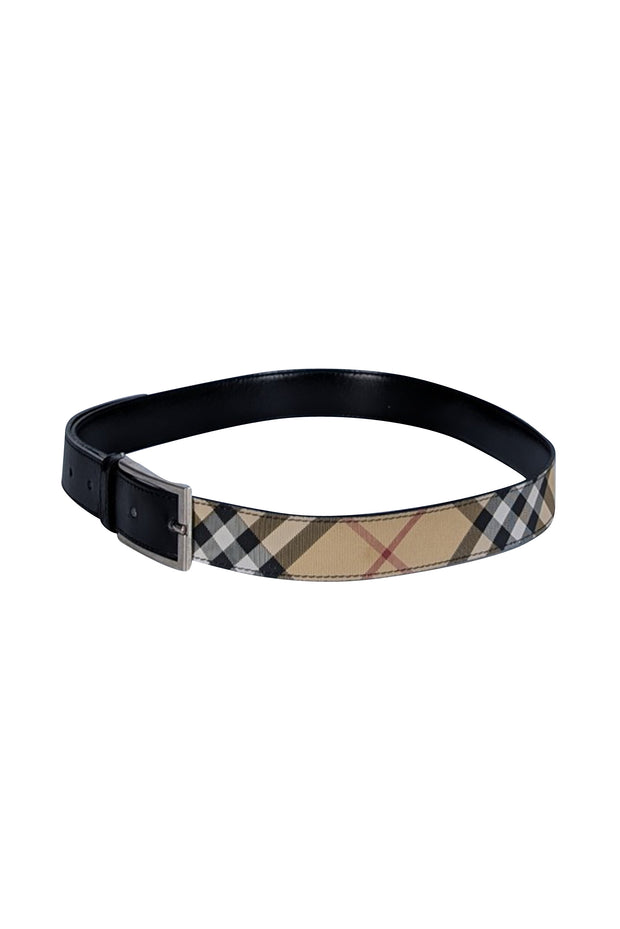 Burberry - Beige Signature Tartan Plaid Belt Sz L - Current Boutique