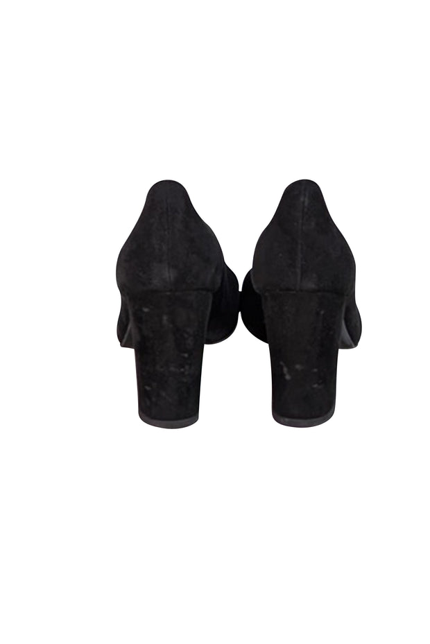 Stuart Weitzman - Black Suede Block Heel Pumps Sz 7 - Current Boutique