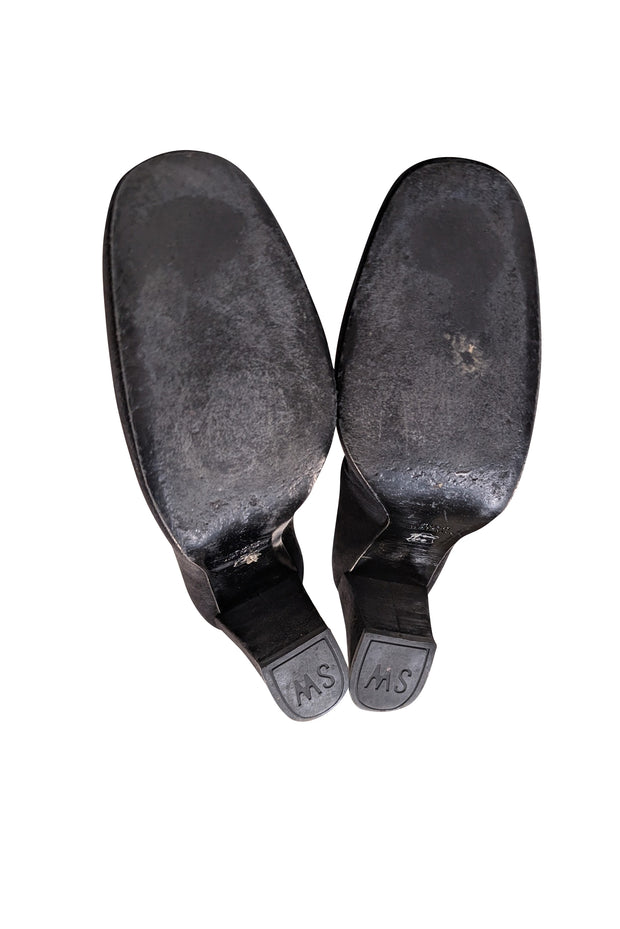 Stuart Weitzman - Black Suede Block Heel Pumps Sz 7 - Current Boutique