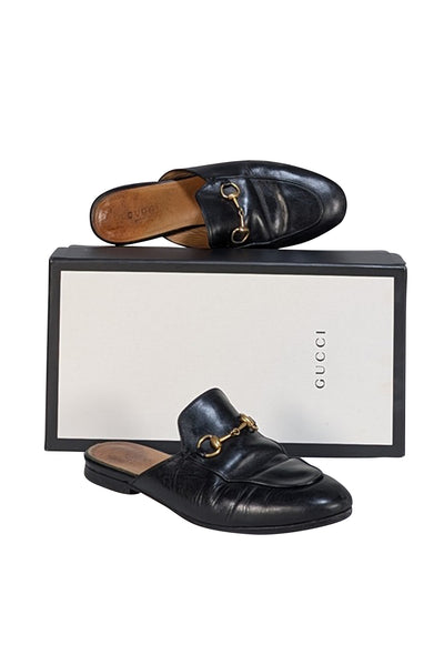 Gucci - Black Leather Mule Loafers Sz 7 - Current Boutique